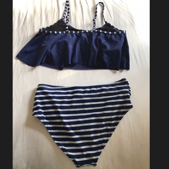 blue and white bikini (high waisted bottom) - Picture 2 of 3